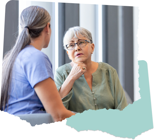 A woman talking to a doctor